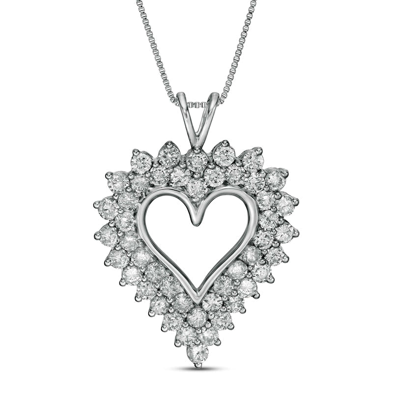 3 CT. T.W. Natural Diamond Sunburst Frame Heart Pendant in Sterling Silver