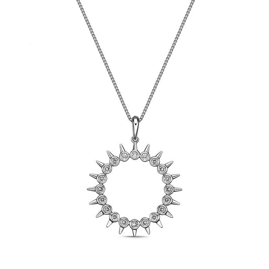 0.33 CT. T.W. Natural Diamond Spikes Open Circle Pendant in 10K White Gold