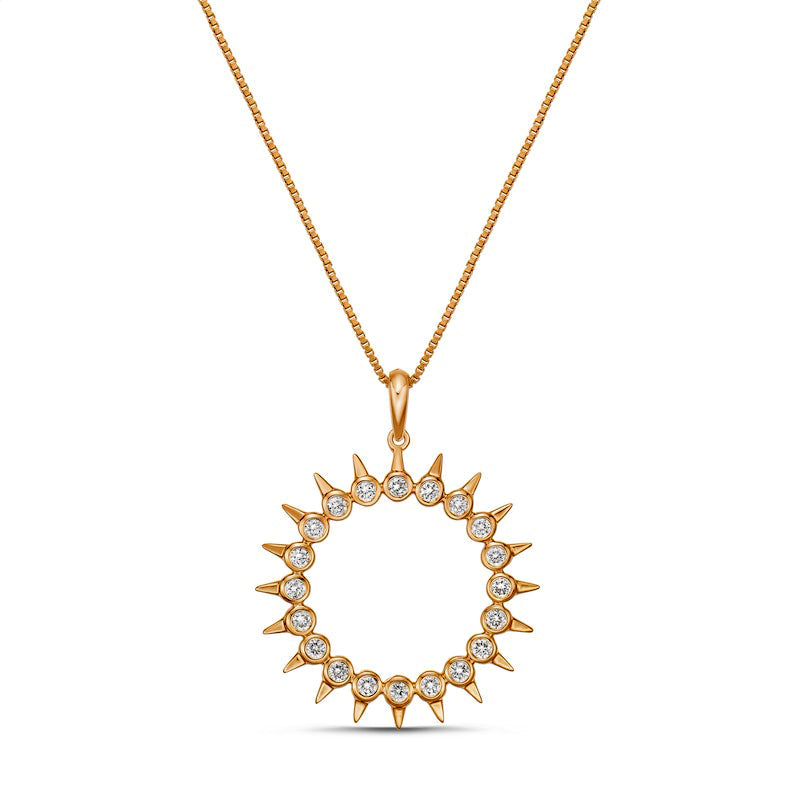 0.33 CT. T.W. Natural Diamond Spikes Open Circle Pendant in 10K Rose Gold