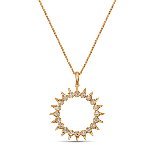 0.33 CT. T.W. Natural Diamond Spikes Open Circle Pendant in 10K Rose Gold