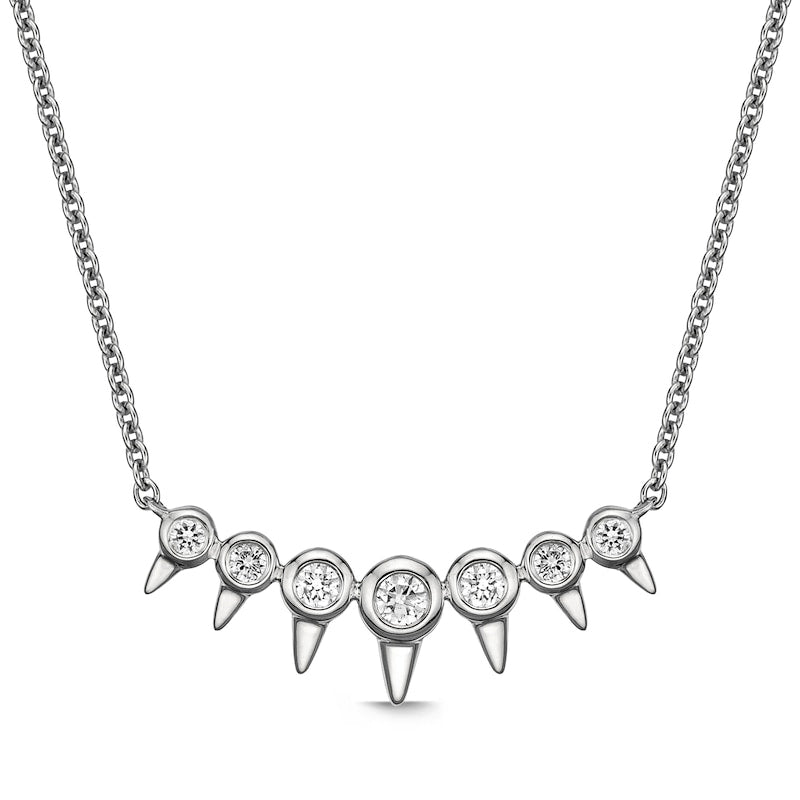 0.17 CT. T.W. Natural Diamond Spikes Bar Necklace in 10K White Gold