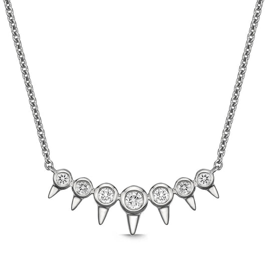 0.17 CT. T.W. Natural Diamond Spikes Bar Necklace in 10K White Gold