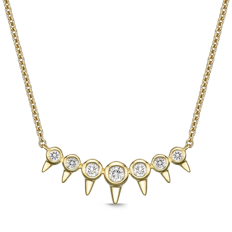0.17 CT. T.W. Natural Diamond Spikes Bar Necklace in 10K Yellow Gold