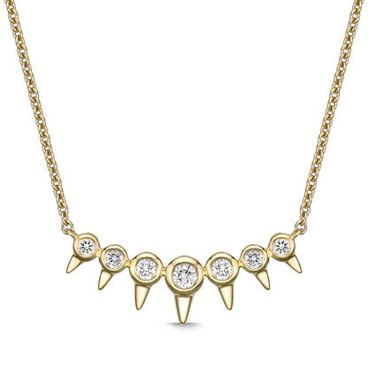 0.17 CT. T.W. Natural Diamond Spikes Bar Necklace in 10K Yellow Gold