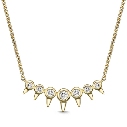 0.17 CT. T.W. Natural Diamond Spikes Bar Necklace in 10K Yellow Gold