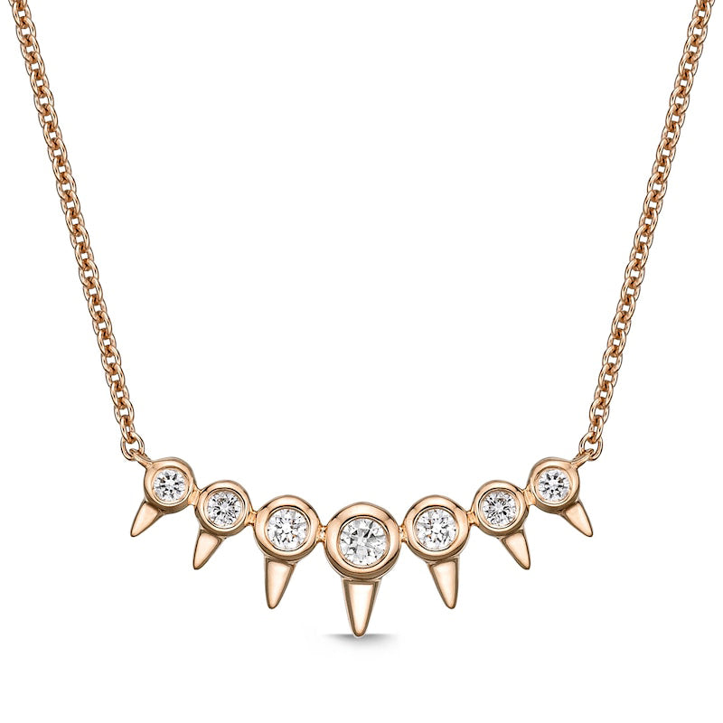 0.17 CT. T.W. Natural Diamond Spikes Bar Necklace in 10K Rose Gold