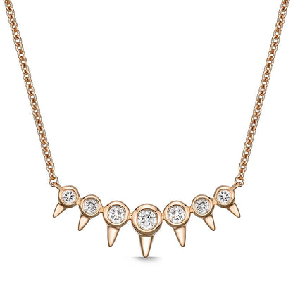 0.17 CT. T.W. Natural Diamond Spikes Bar Necklace in 10K Rose Gold