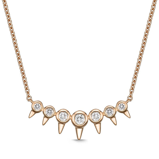 0.17 CT. T.W. Natural Diamond Spikes Bar Necklace in 10K Rose Gold
