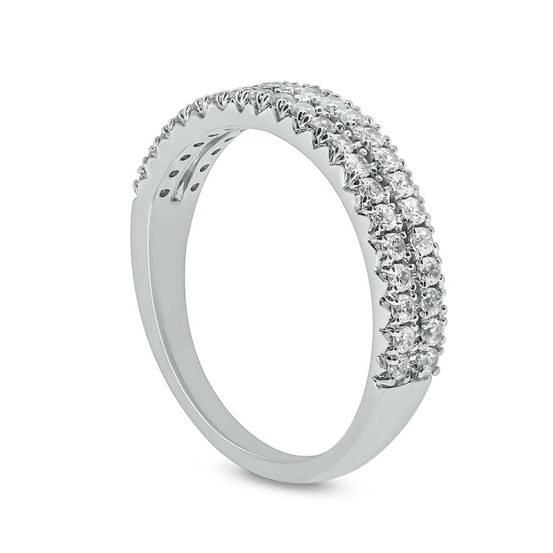 0.50 CT. T.W. Natural Diamond Double Row Anniversary Band in Solid 10K White Gold