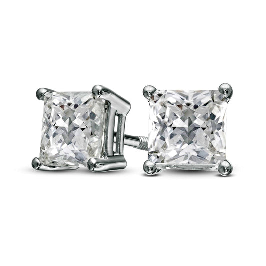 2 CT. T.W. Princess-Cut Diamond Solitaire Stud Earrings in 14K White Gold