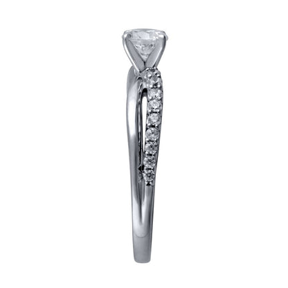 0.75 CT. T.W. Natural Diamond Twist Shank Engagement Ring in Solid 14K White Gold