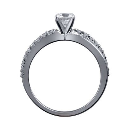 0.75 CT. T.W. Natural Diamond Twist Shank Engagement Ring in Solid 14K White Gold