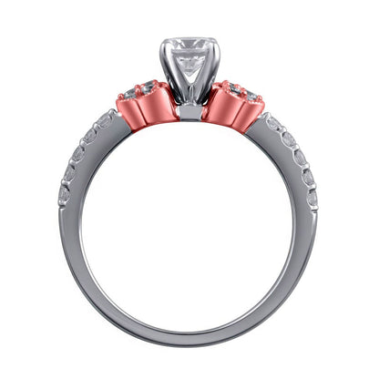 0.75 CT. T.W. Natural Diamond Tri-Sides Antique Vintage-Style Engagement Ring in Solid 14K Two-Tone Gold