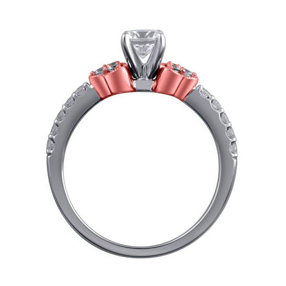 0.75 CT. T.W. Princess-Cut Natural Diamond Tri-Sides Antique Vintage-Style Engagement Ring in Solid 14K Two-Tone Gold