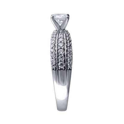 1.0 CT. T.W. Natural Diamond Multi-Row Engagement Ring in Solid 14K White Gold