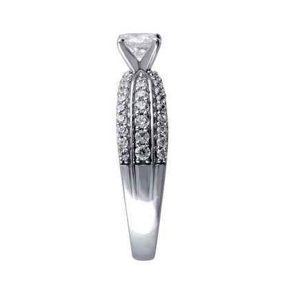 1.0 CT. T.W. Princess-Cut Natural Diamond Multi-Row Engagement Ring in Solid 14K White Gold
