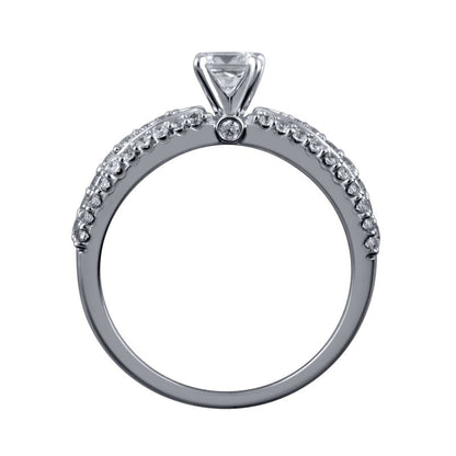 1.0 CT. T.W. Princess-Cut Natural Diamond Multi-Row Engagement Ring in Solid 14K White Gold