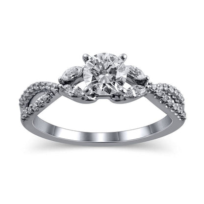 0.75 CT. T.W. Natural Diamond Twist Shank Engagement Ring in Solid 14K White Gold