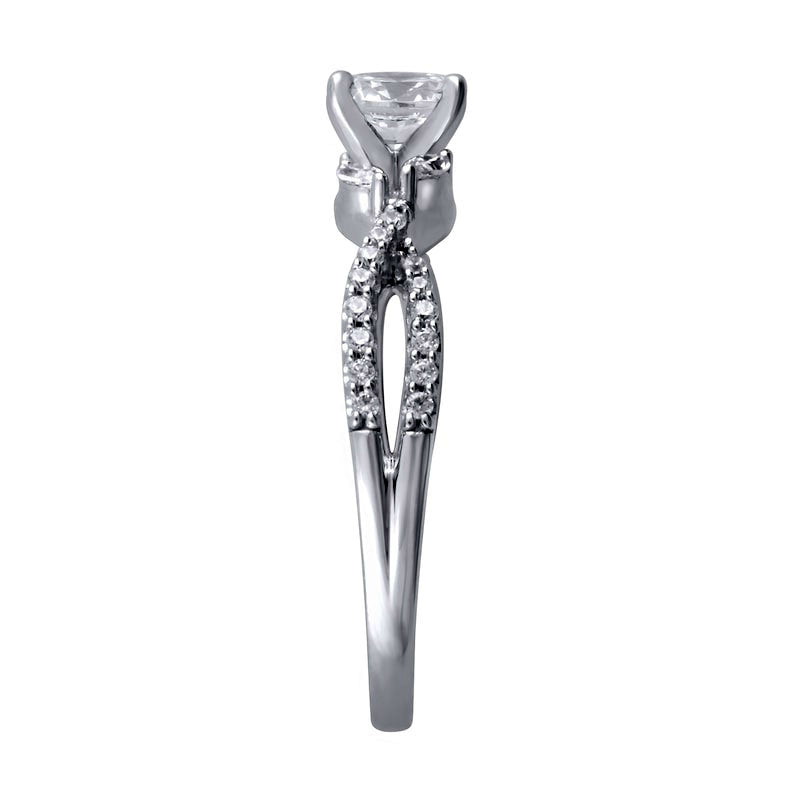 0.75 CT. T.W. Natural Diamond Twist Shank Engagement Ring in Solid 14K White Gold