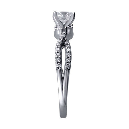 0.75 CT. T.W. Natural Diamond Twist Shank Engagement Ring in Solid 14K White Gold
