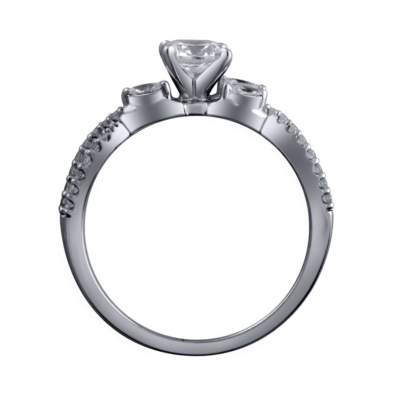 0.75 CT. T.W. Natural Diamond Twist Shank Engagement Ring in Solid 14K White Gold