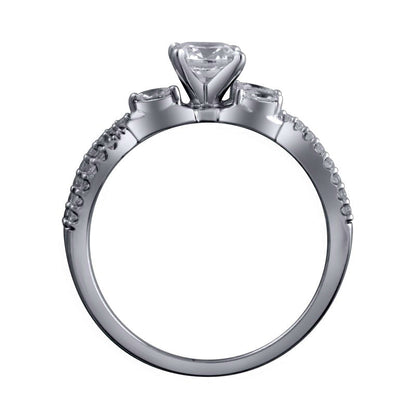 0.75 CT. T.W. Natural Diamond Twist Shank Engagement Ring in Solid 14K White Gold