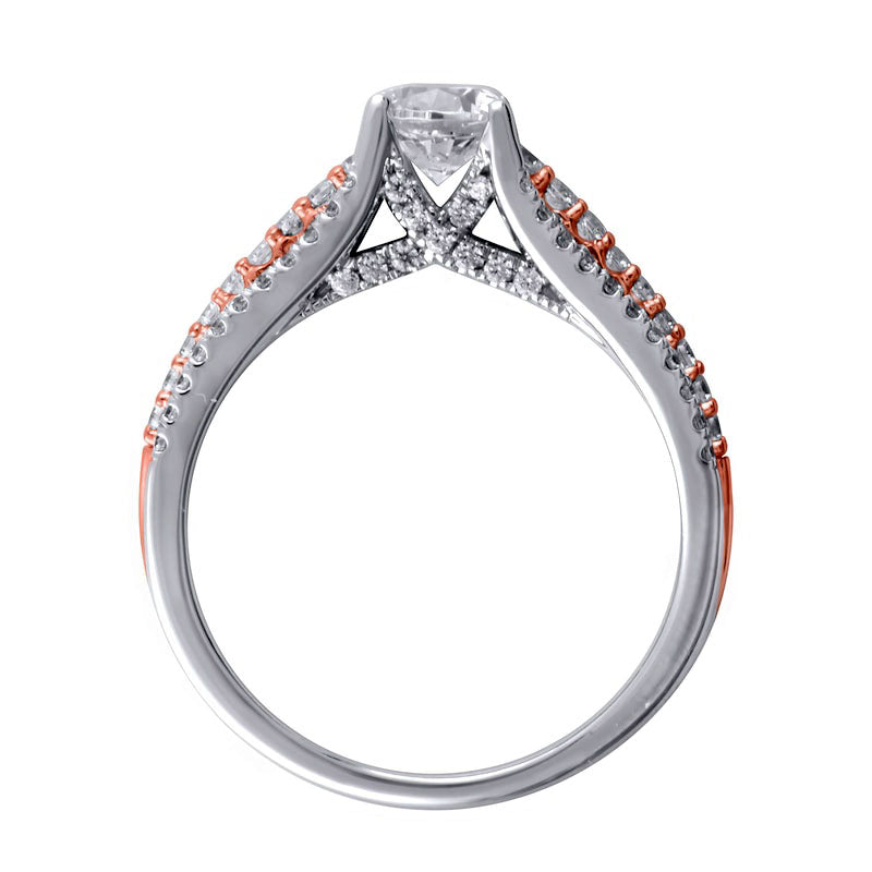 1.25 CT. T.W. Natural Diamond Multi-Row Engagement Ring in Solid 14K Two-Tone Gold