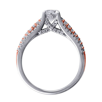 1.25 CT. T.W. Natural Diamond Multi-Row Engagement Ring in Solid 14K Two-Tone Gold