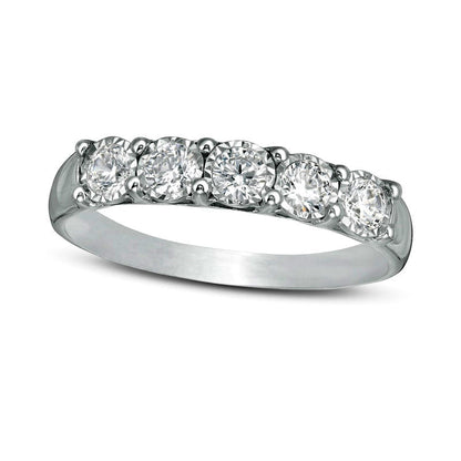 0.50 CT. T.W. Natural Diamond Five Stone Band in Solid 10K White Gold