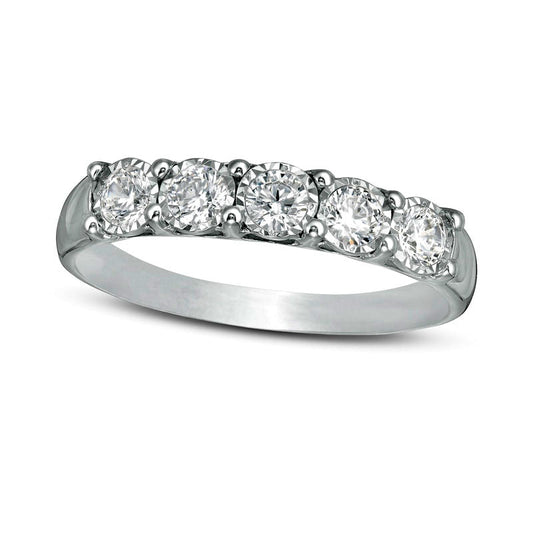 0.50 CT. T.W. Natural Diamond Five Stone Band in Solid 10K White Gold