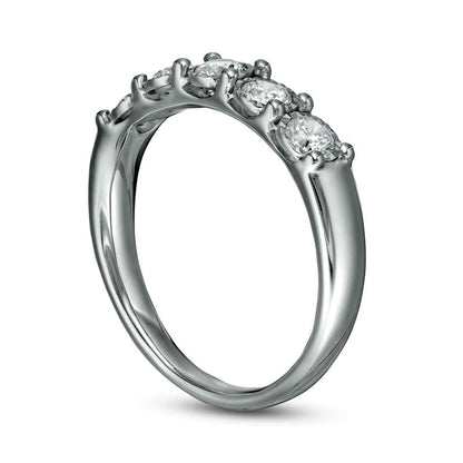 0.50 CT. T.W. Natural Diamond Five Stone Band in Solid 10K White Gold