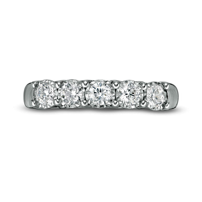 0.50 CT. T.W. Natural Diamond Five Stone Band in Solid 10K White Gold