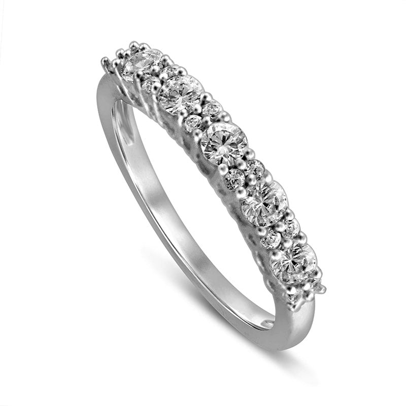 0.63 CT. T.W. Natural Diamond Five Stone Anniversary Band in Solid 10K White Gold