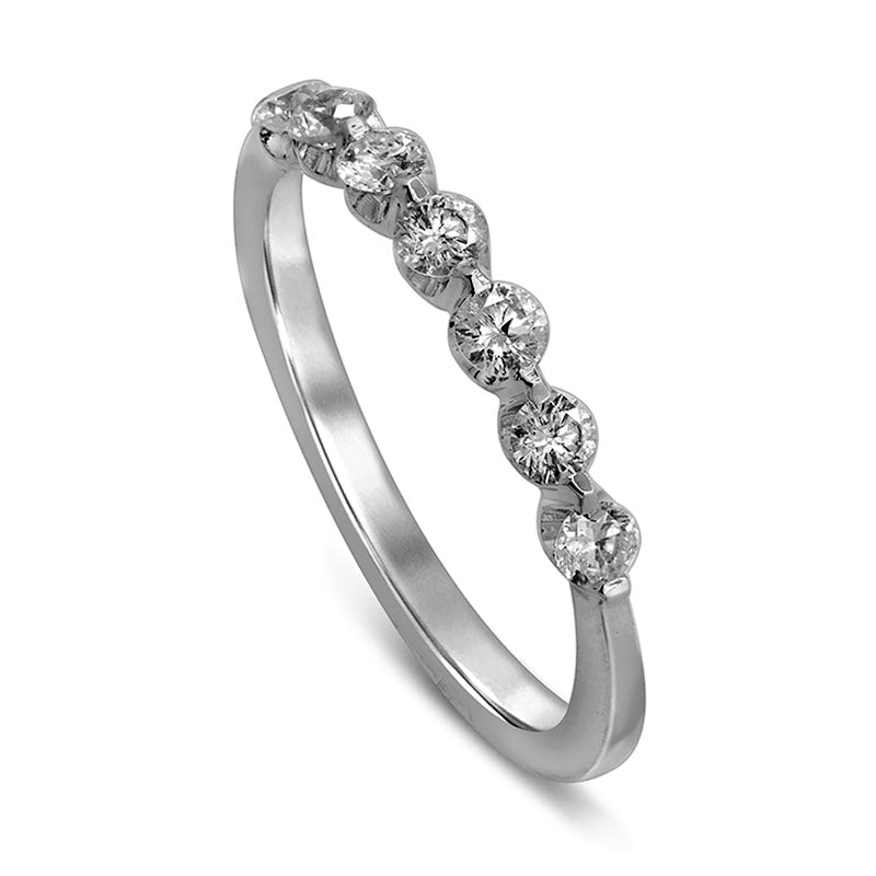 0.50 CT. T.W. Natural Diamond Seven Stone Anniversary Band in Solid 10K White Gold