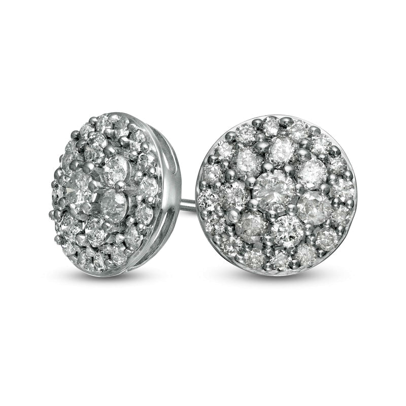 1 CT. T.W. Composite Diamond Circle Stud Earrings in 10K White Gold