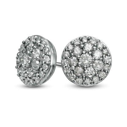 1 CT. T.W. Composite Diamond Circle Stud Earrings in 10K White Gold