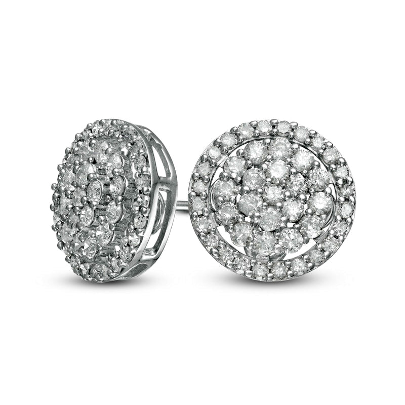 1 CT. T.W. Composite Diamond Frame Stud Earrings in 10K White Gold