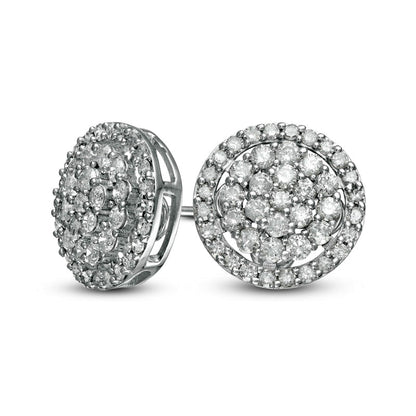 1 CT. T.W. Composite Diamond Frame Stud Earrings in 10K White Gold