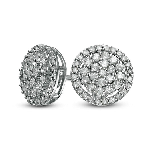 1 CT. T.W. Composite Diamond Frame Stud Earrings in 10K White Gold