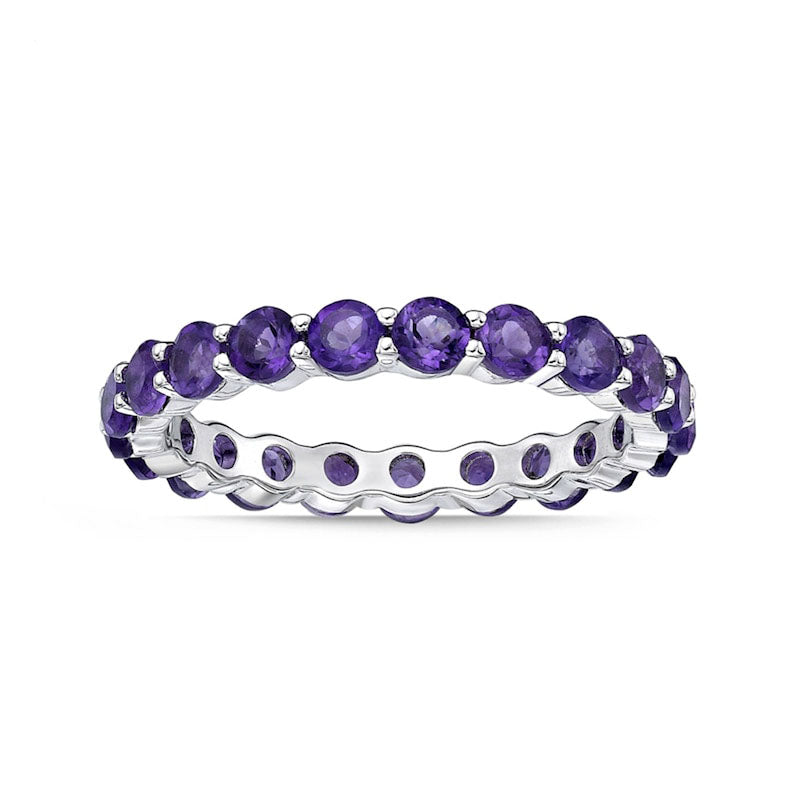 3.0mm Amethyst Eternity Band in Sterling Silver