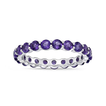 3.0mm Amethyst Eternity Band in Sterling Silver