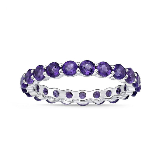 3.0mm Amethyst Eternity Band in Sterling Silver