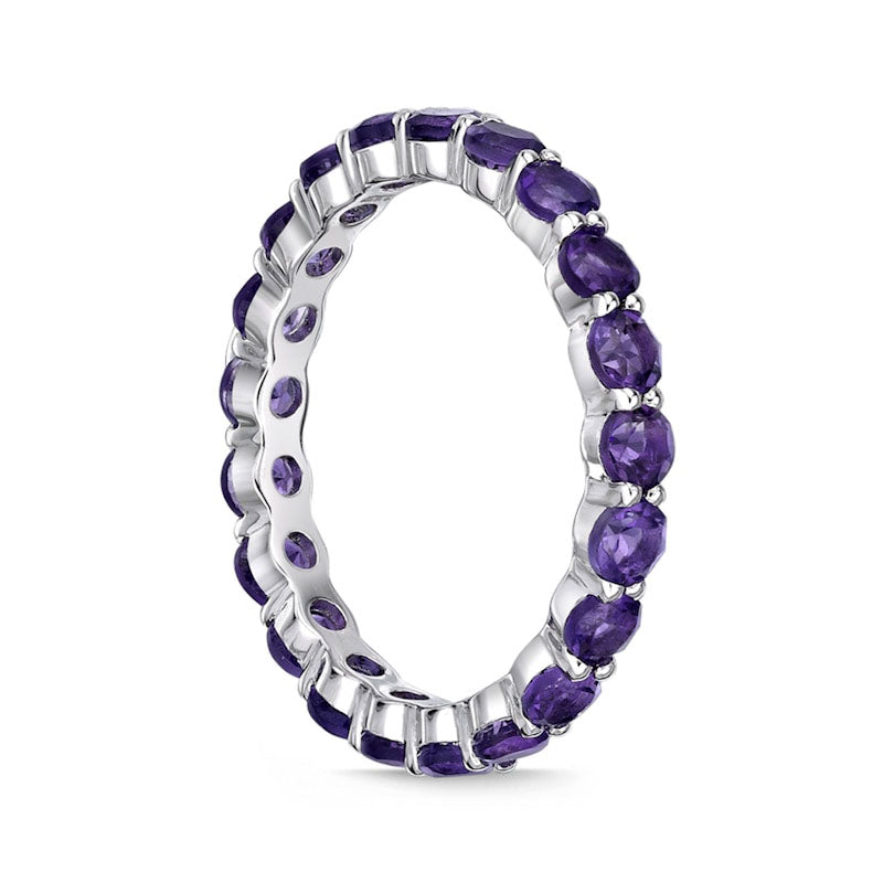 3.0mm Amethyst Eternity Band in Sterling Silver