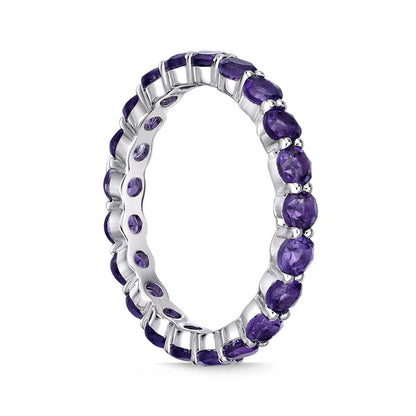 3.0mm Amethyst Eternity Band in Sterling Silver