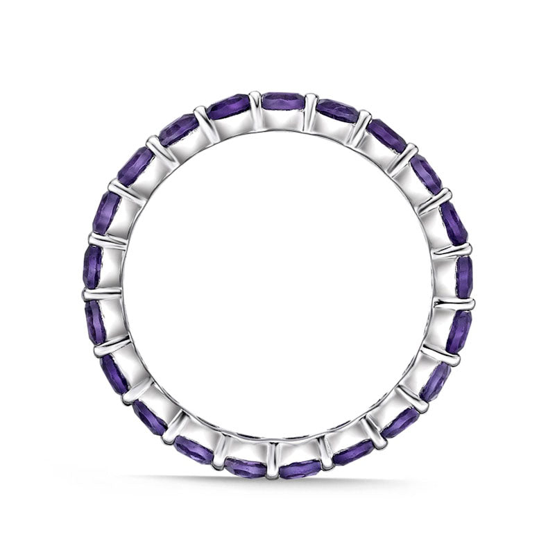 3.0mm Amethyst Eternity Band in Sterling Silver