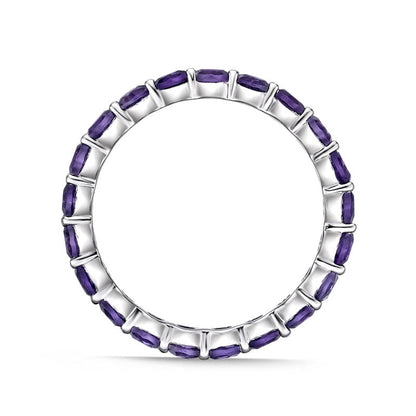 3.0mm Amethyst Eternity Band in Sterling Silver