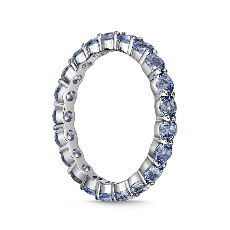 3.0mm Simulated Aquamarine Eternity Band in Sterling Silver