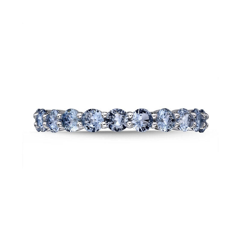 3.0mm Simulated Aquamarine Eternity Band in Sterling Silver