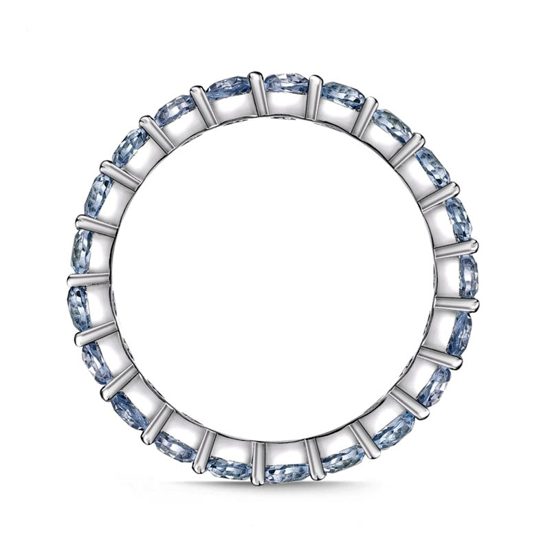 3.0mm Simulated Aquamarine Eternity Band in Sterling Silver