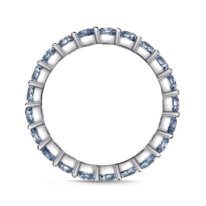 3.0mm Simulated Aquamarine Eternity Band in Sterling Silver